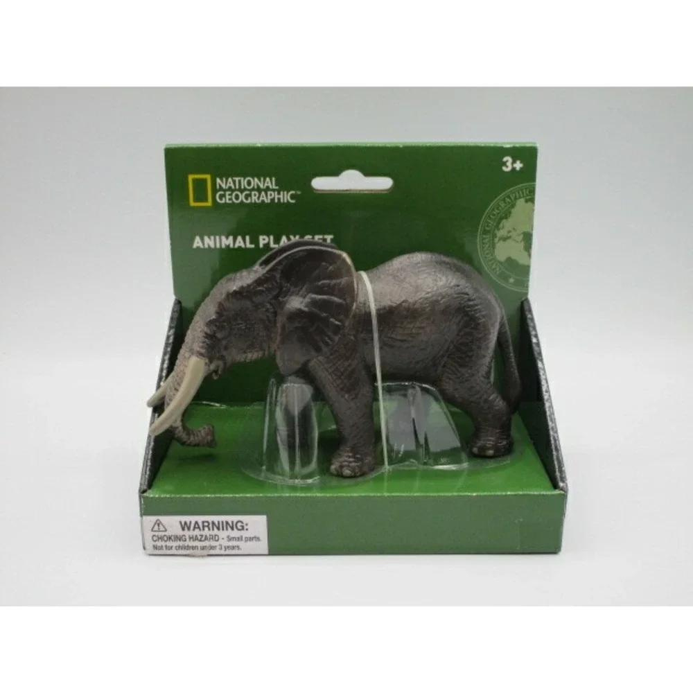 National Geographic Grey Elephant With Tusks Plastic Figure Cake Topper Decor